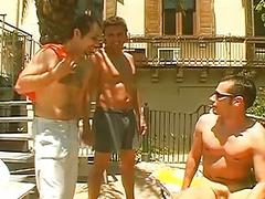 Three gay guys fucking their assholes raw outdoors