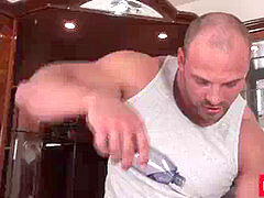 Young gay hole massaged before muscular parent bangs it moist