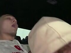 Suck boyfriend's cock in car