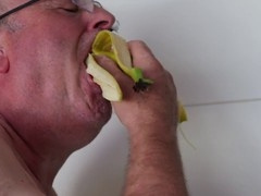 Close-up of euro stud Claus Noord sucking and swallowing cum