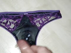 Cumming on sexy satin thong