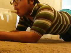 Practicing on sucking dick