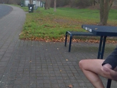 German Parent Stroking Outdoor