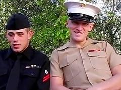 Navy twink makes his boyfriend hard and deepthroats his dick