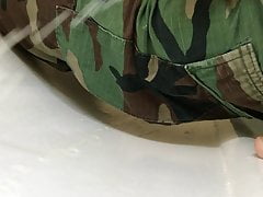 public wank in army trousers