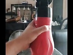 Fucking my Toy with porn on tv