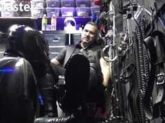 Rubber gimp licks and worships leather Master's boots PREVIEW