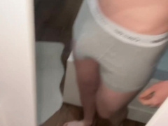 Gigantic manhood shoots ginormous cum-shot on the mirror