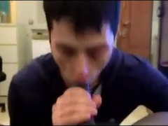dude enjoys sucking a big black cock 7