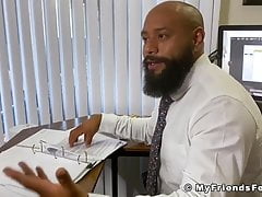Hot shoe sniffing and feet licking worshipping in the office