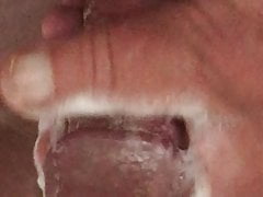 Wank with soap in shower