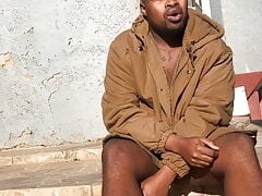 Wanking outside in the compound