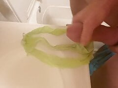 Cum in wifes green panties