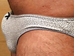 Playing with Sexy Neighbor's Stolen Bikini cut Cotton Panty
