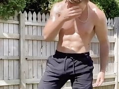 Sexy boy huge bulge in trackies