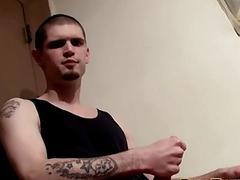 Fetish twink sensually strokes his hard dick while pissing