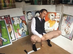 Ass Training Anal Stretching On A Big Dildo - Suit Businessman Loud Moans Stretches Tight Asshole