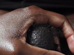 Rubbing my Black Hairy BallSack