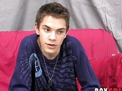 Twink has interview before jerking off