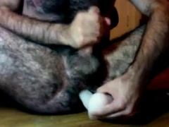 Hairy guy and his dildo 4