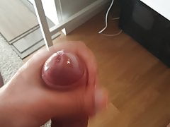 Wanking with cockring and oil