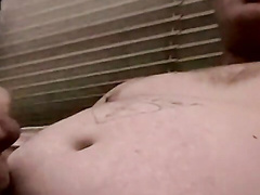 Chubby guy jerks off & makes his cock hard