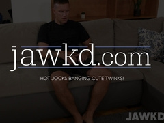 Jock Duncan Sheen grabs his dick and wanks it until cumshot