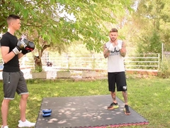 Pals getting off in the pool