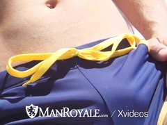 Sizzling fellows nail by the pool