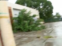 Ebony amateur BJ bottom enjoys IR public sex outdoor