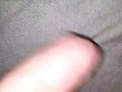 rubbing cock on bed