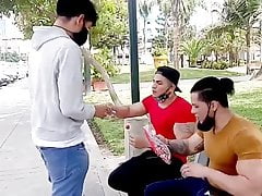 Horny brothers help the candy seller