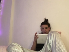 Russian young man masturbates off a huge pipe