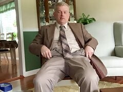 D a dd y masturbating in suit and socks