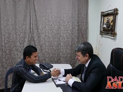 Asian twink Alex and Daddy having a anal sex in a office