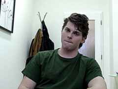 Adorable dude jerking off during his casting session