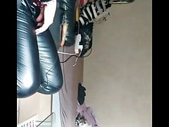 Sucking on dildo and deepthroat training