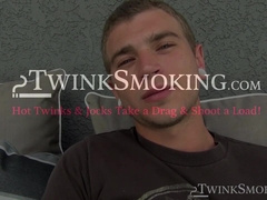 Chainsmoker Alex Greene jerked and shot a hot load after burning a half pack of cigarette