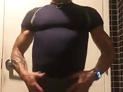 Slut at the gym. Preparing for use.