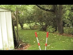 transvestite fisting anal sextoy panties outdoors garden 14