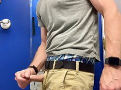 I jerk off my raging circumcised cock and cum on my sink.