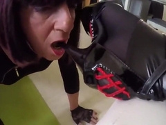 Slut licking heels and cock + spit swap 4
