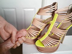 Nude & Neon Platform Sandal Heels Cumshot