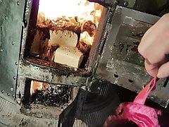 Burning satin old clothes