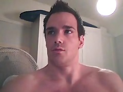 Handsome Muscular Guy Jerking Off On Cam