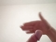 Guy jerking off uncircumcised cock on the table  #13