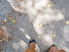 Another Outdoor Cumshot in Pantyhose and High Heels