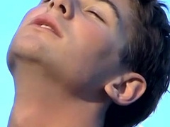 Slender Shane shows off his penis while on the balcony