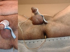 Overflowing streams of cum: gay daddy's hands-free estim milking pleasure