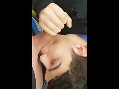 Twink sucking cock in the park and getting the cum